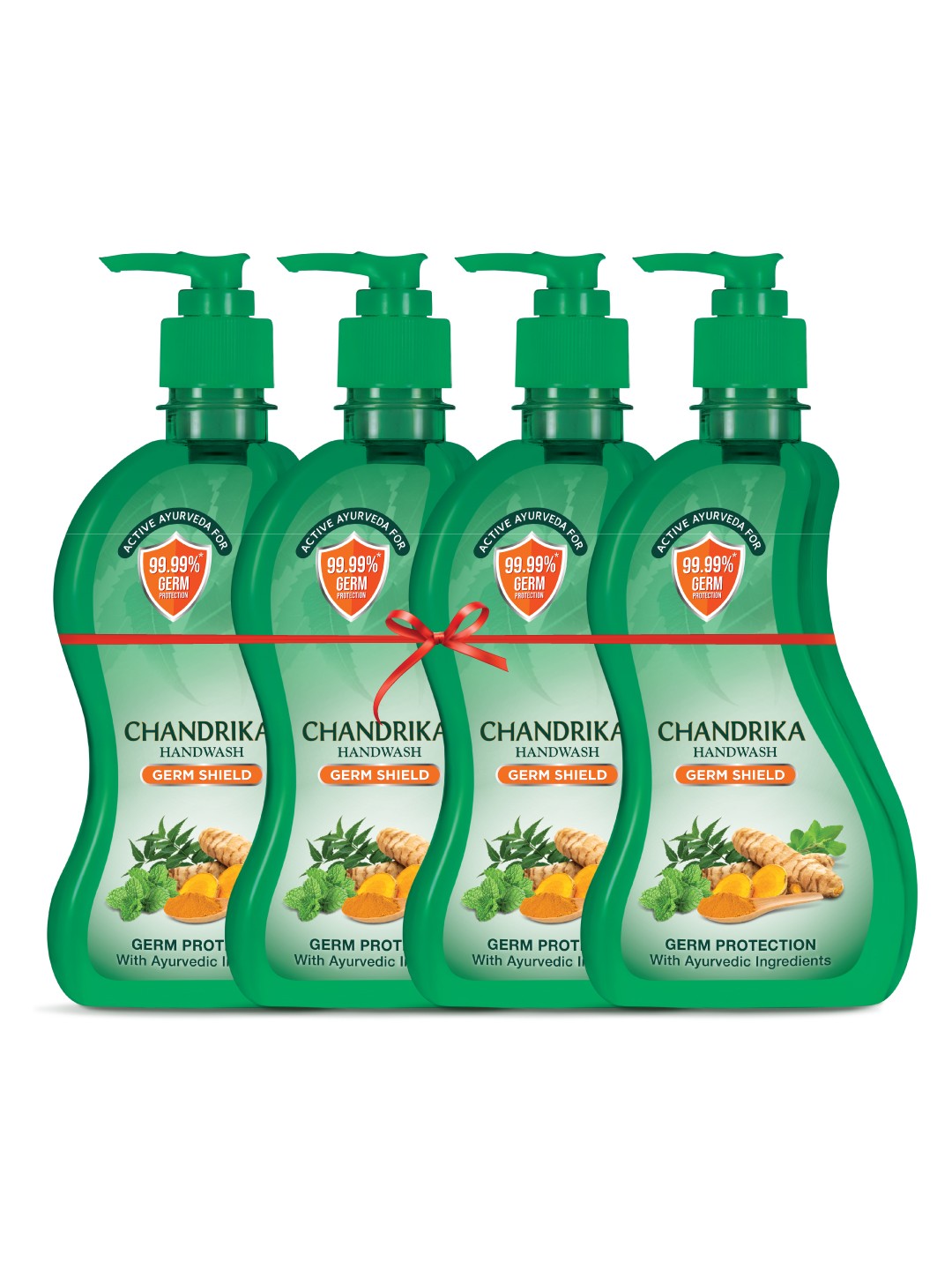 

CHANDRIKA Set of 4 Germ Shield Hand Wash with Ayurvedic Ingredients - 215ml each, Green