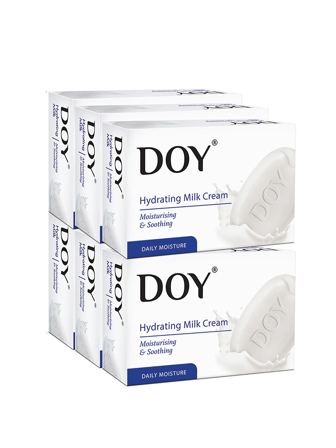 

DOY Set of 6 Hydrating Milk Cream Moisturising & Soothing Bathing Soap - 125 g each, White