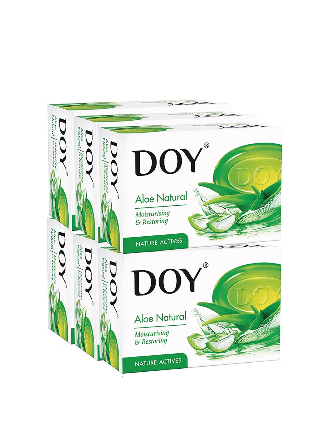 

DOY Set of 6 Aloe Natural Moisturising & Restoring Bathing Soap - 125 g each, White