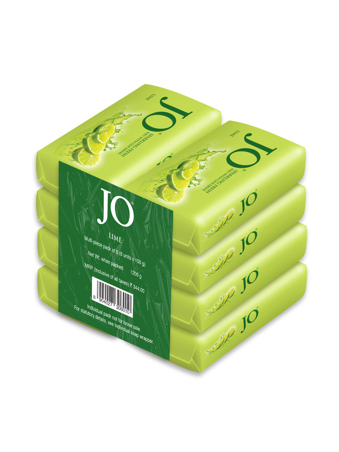 

JO Set of 8 Lime Sparkling Fresh Soap with Glycerine - 150 g Each, Lime green