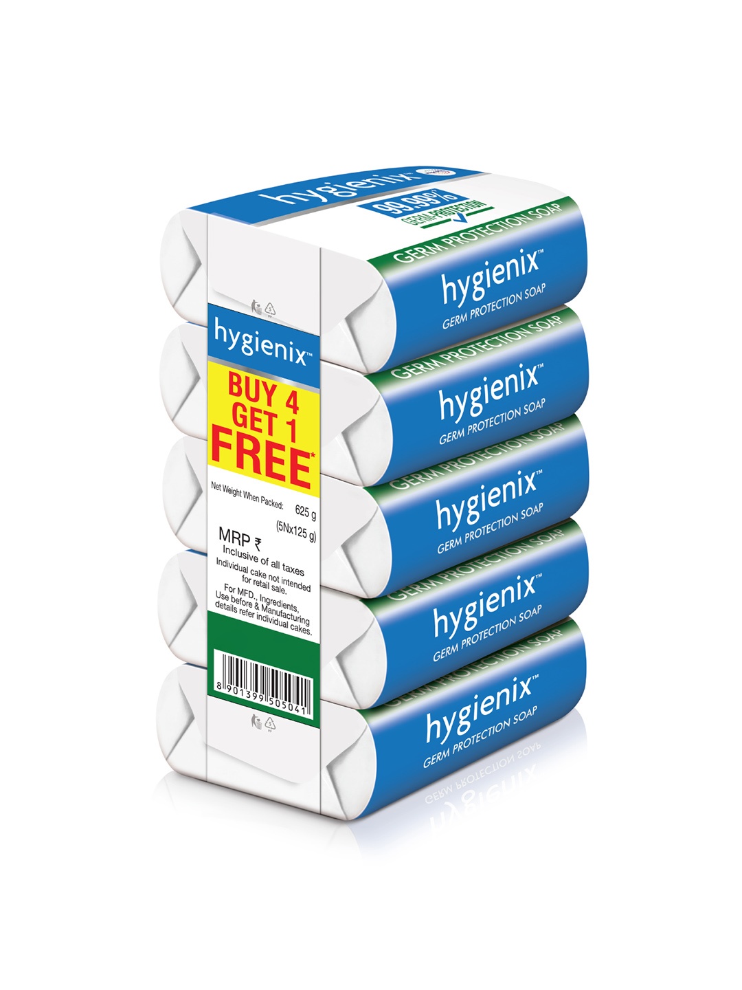 

hygienix 99.99% Germ Protection Soap Combo - Buy 4 Get 1 Free - 125g each, White