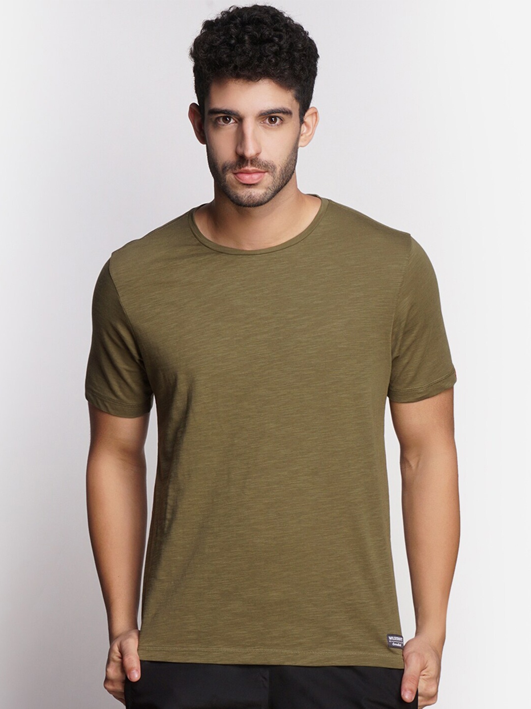 

Wildcraft Men Olive Green Slim Fit Cotton T-shirt