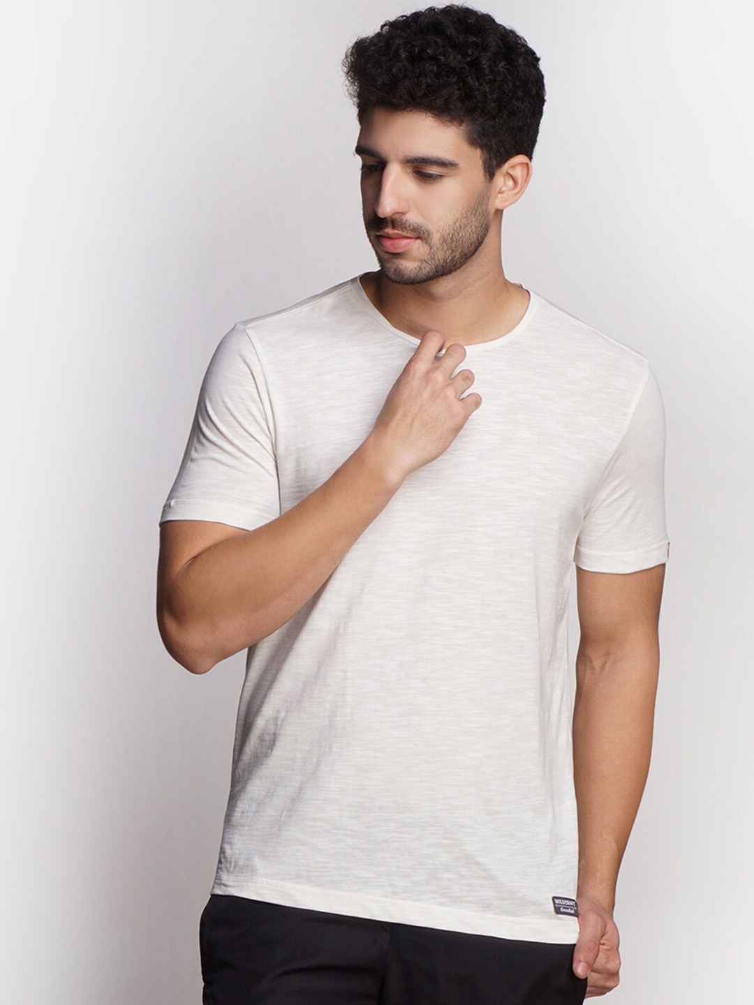 

Wildcraft Men Cream-Coloured Slim Fit Cotton T-shirt