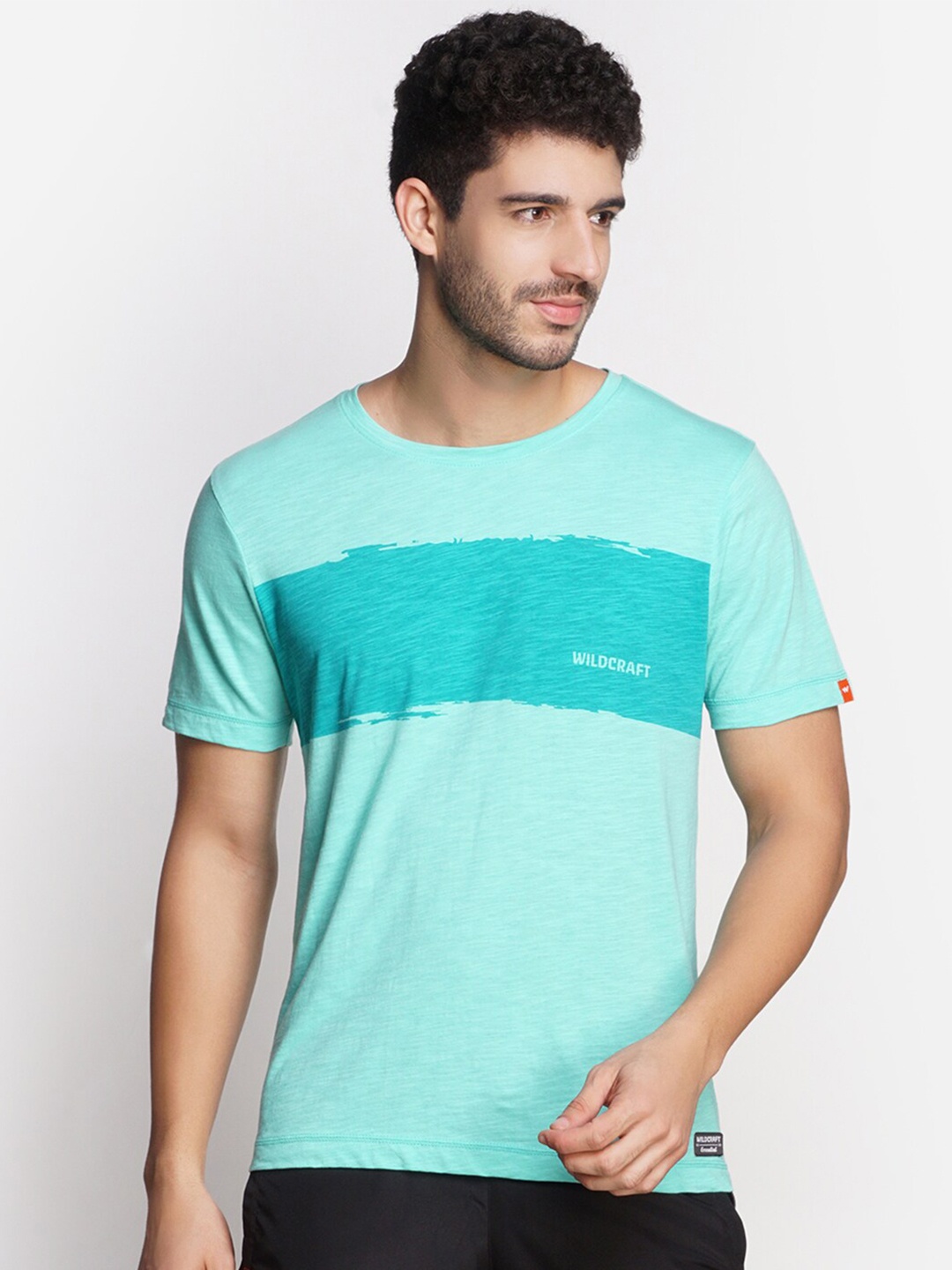 

Wildcraft Men Teal Typography Printed Slim Fit Cotton T-shirt