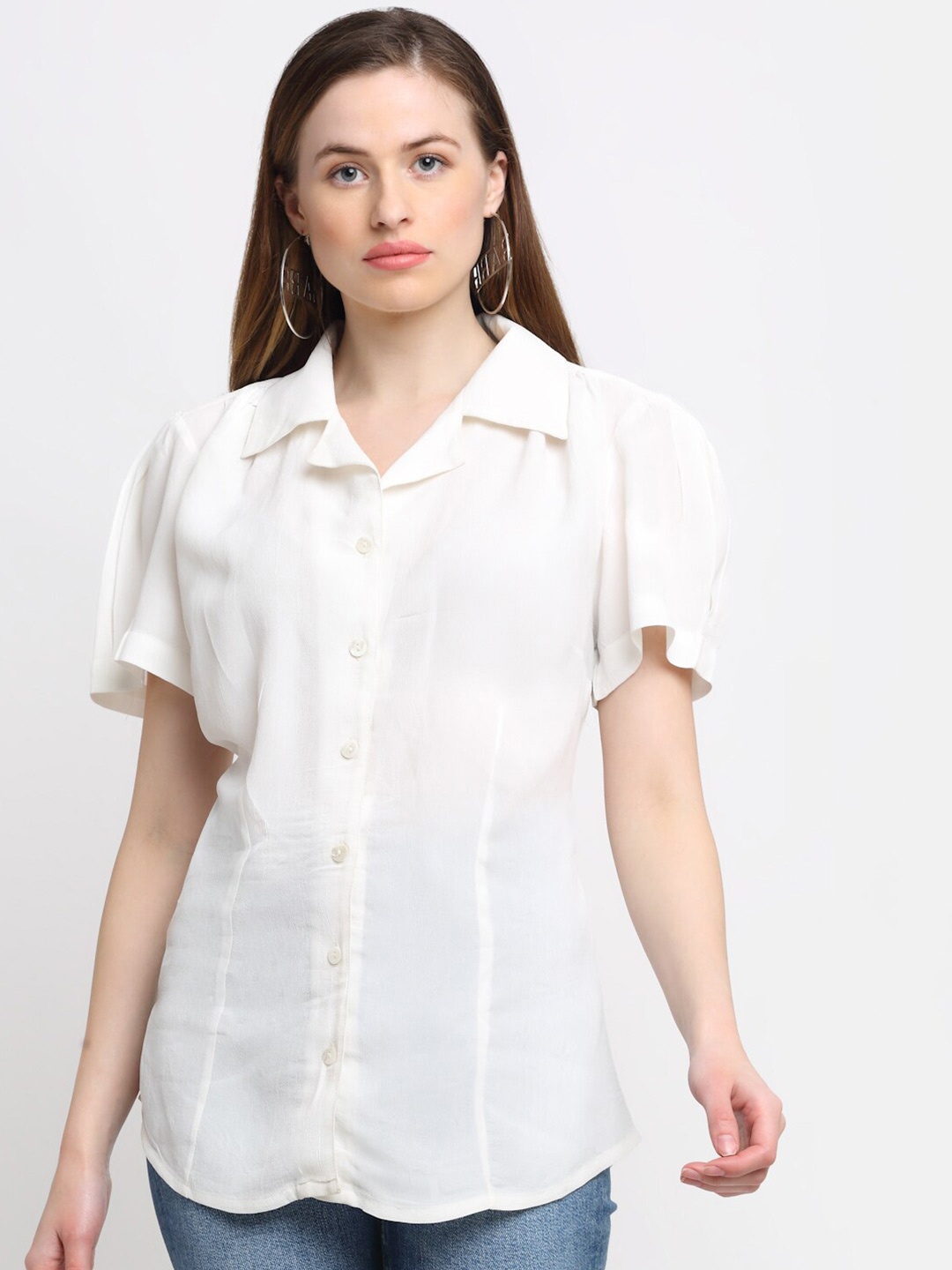 

SiaVira Women Off White Shirt Style Top