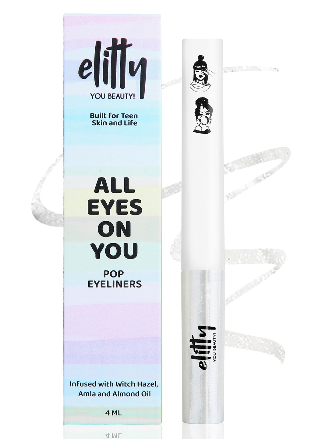 

Elitty Cloud Nine Long Lasting Smudge Proof Metallic Liquid Pop Eyeliner -4ml, White