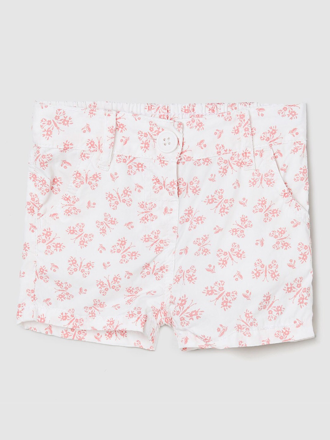 

max Girls Cream-Coloured Conversational Printed Shorts