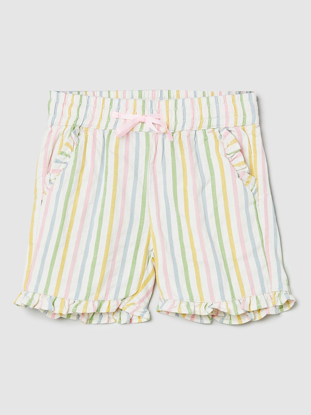 

max Girls Cream-Coloured Striped Shorts