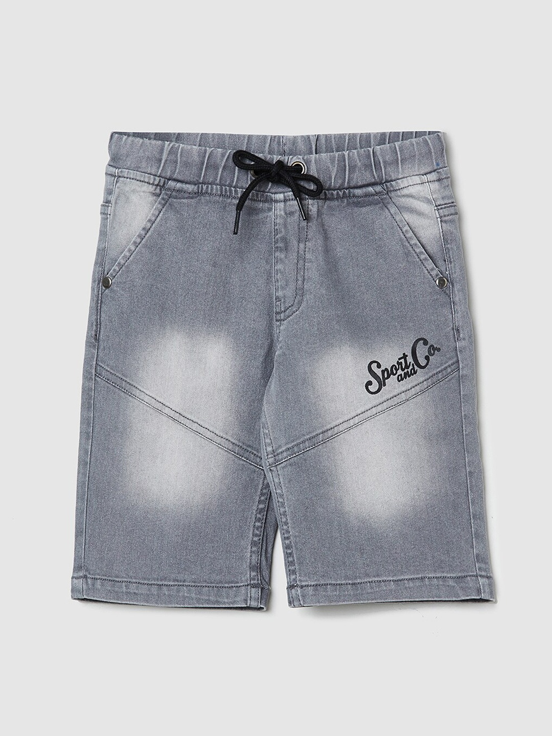 

max Boys Grey Washed Denim Shorts