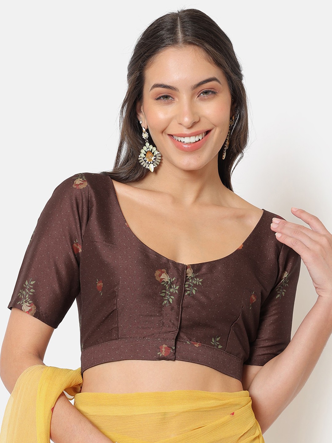 

Saaki Women Brown Printed Saree Blouse