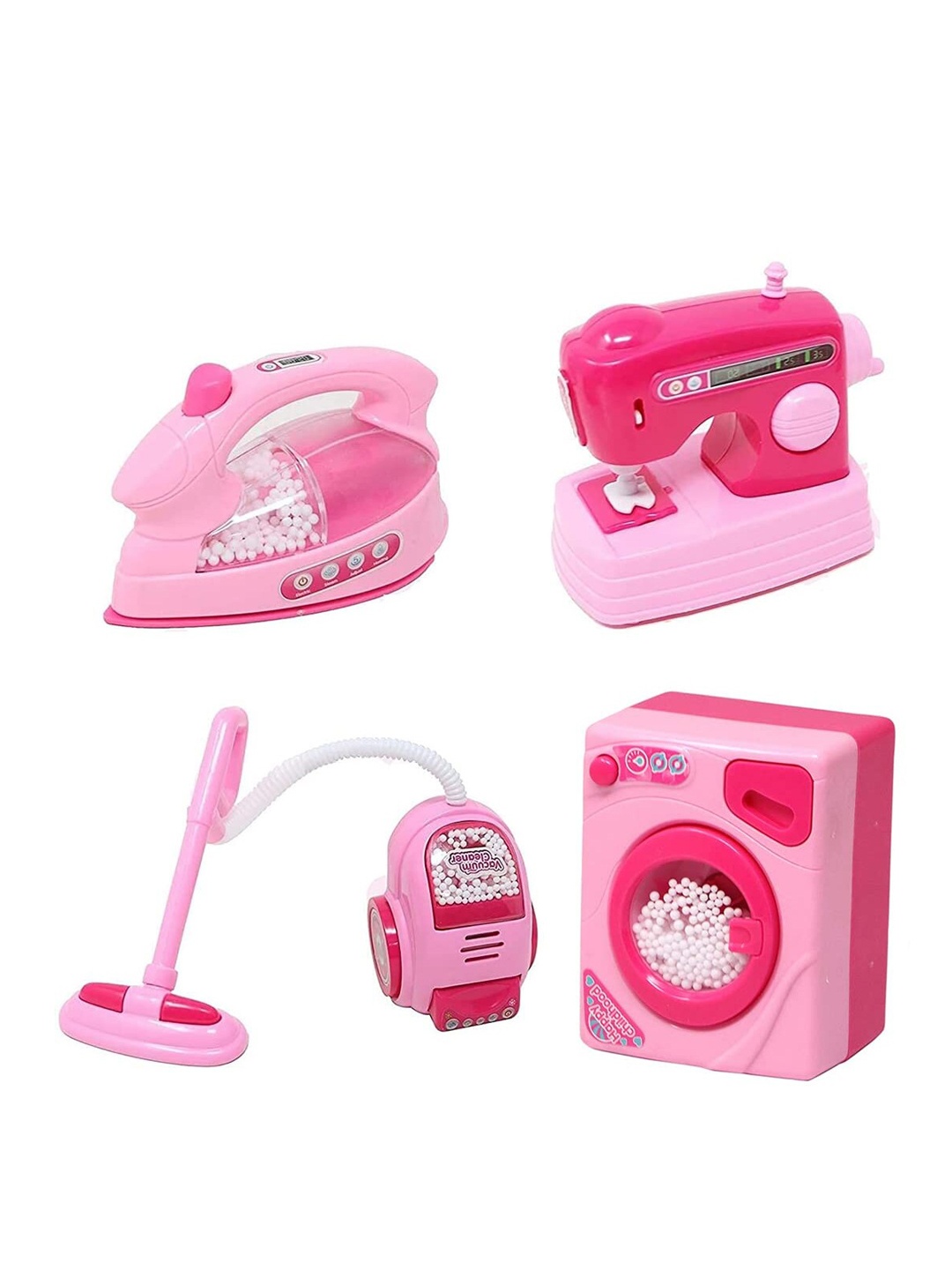 

WEMBLEY Kids Set Of 4 Action Figures and Play Set, Pink