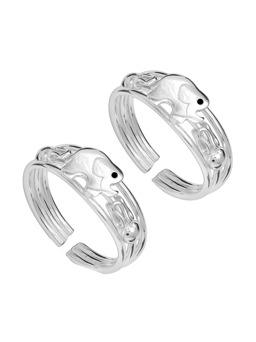 

LeCalla Set of 2 925 Sterling Silver Elephant Textured Toe Rings