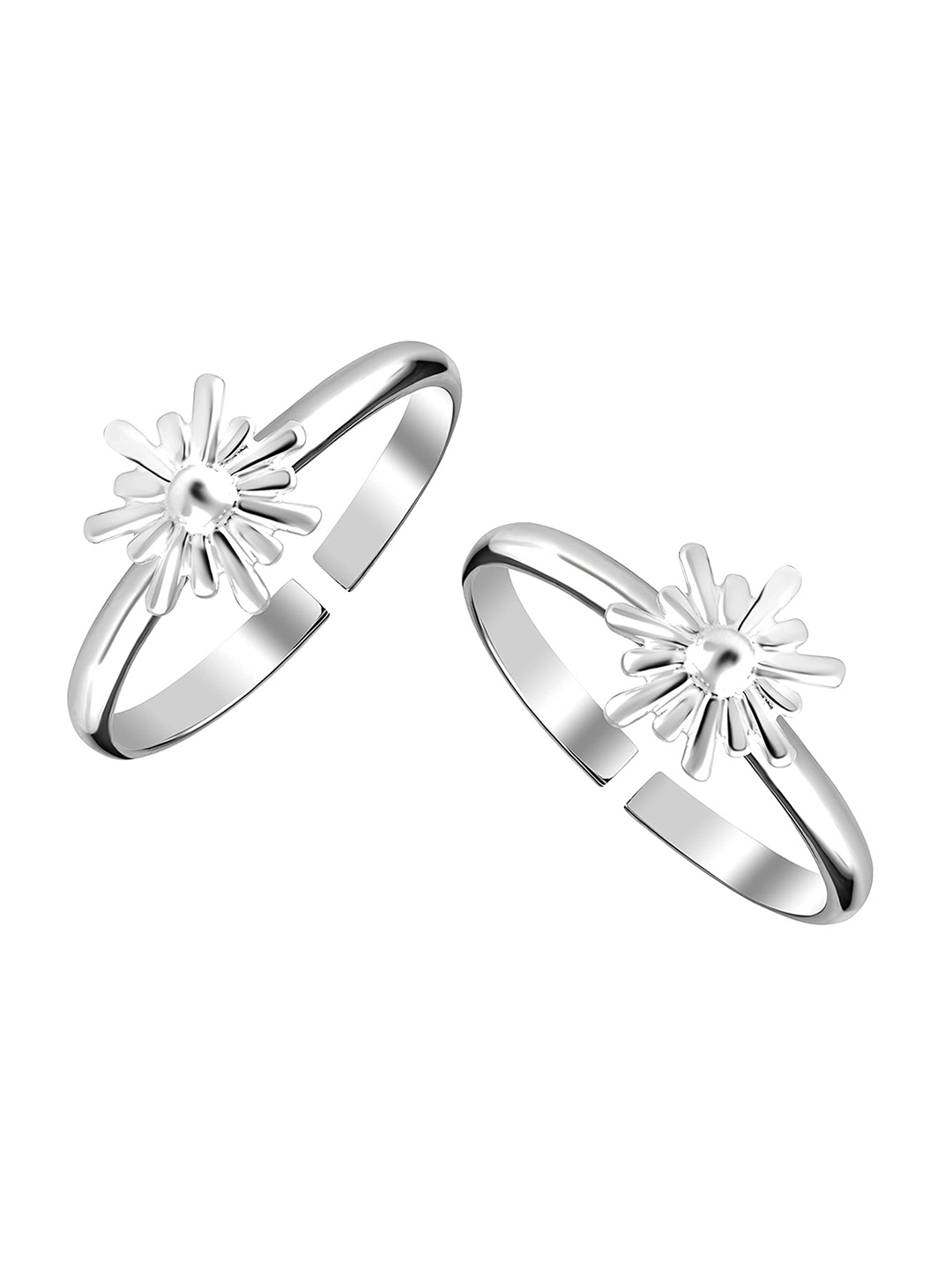 

LeCalla Set of 2 925 Sterling Silver Floral Textured Toe Rings