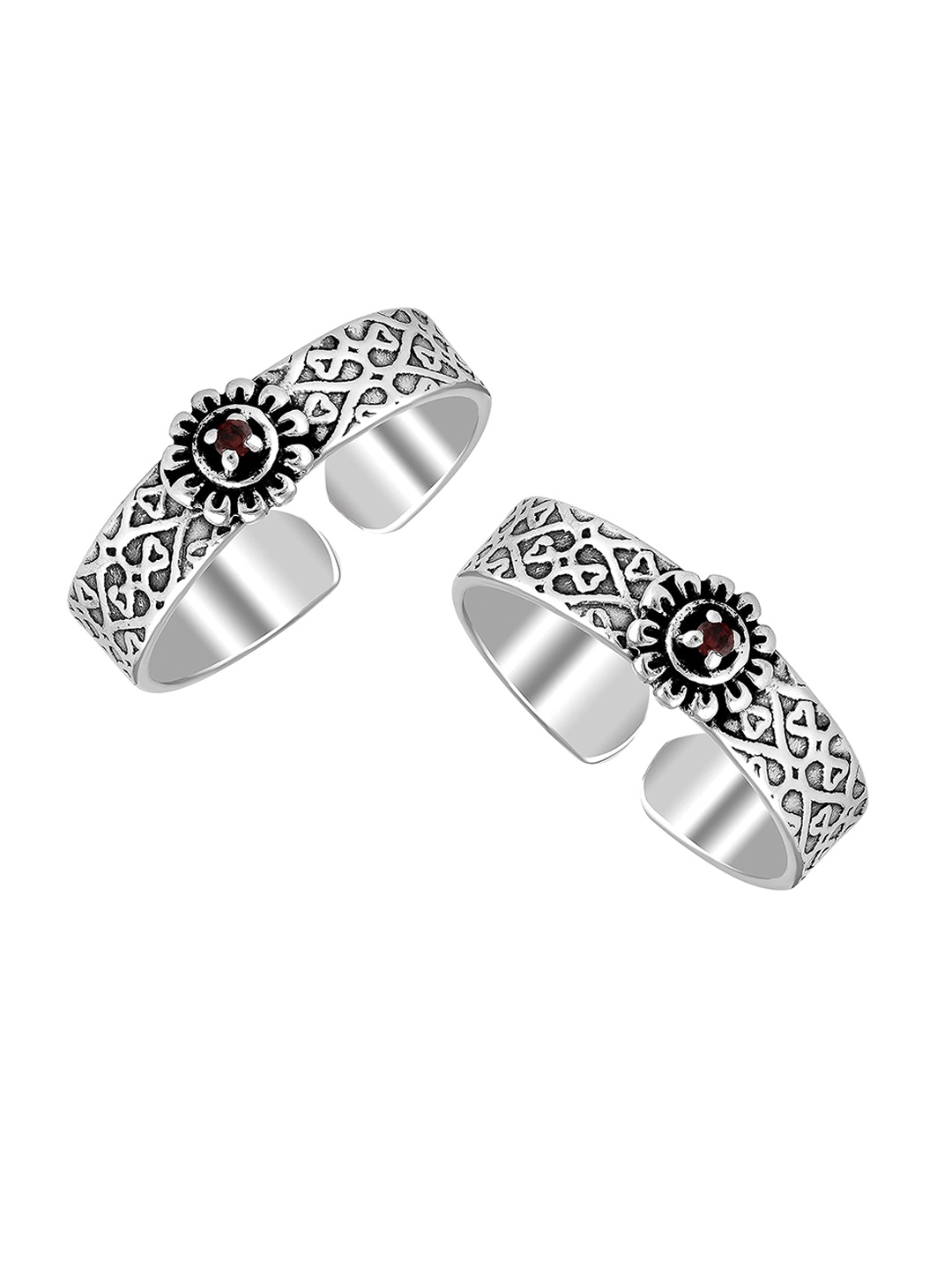 

LeCalla Set Of 2 Silver-Plated Oxidized Toe Rings