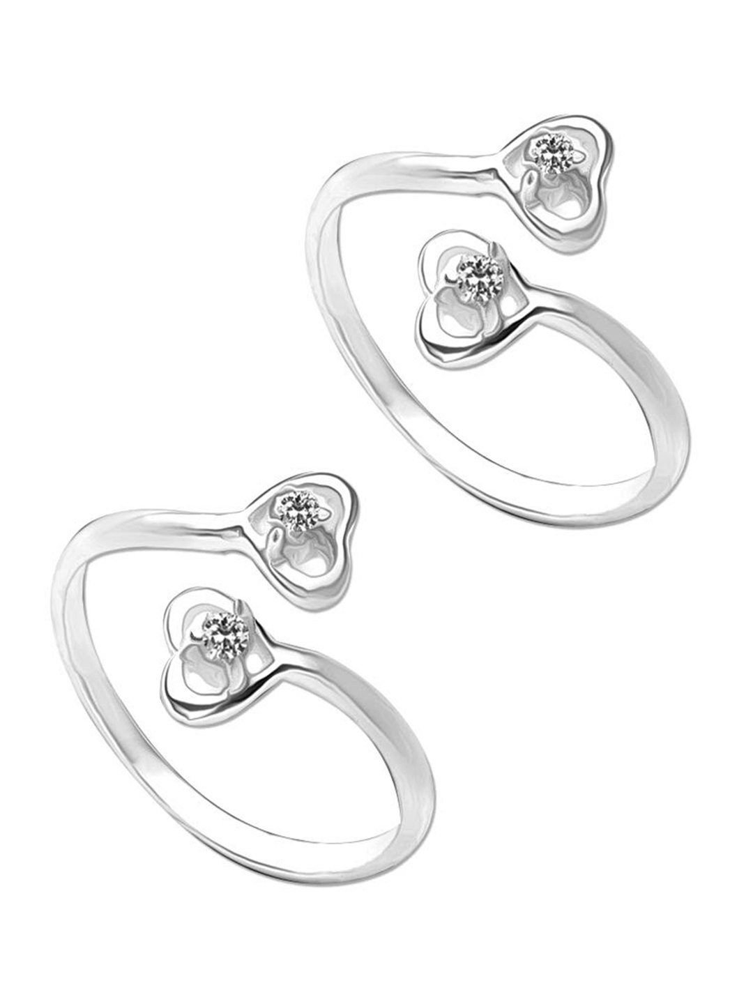 

LeCalla Set Of 2 925 Sterling Silver Silver-Toned White CZ-Studded Adjustable Toe Rings