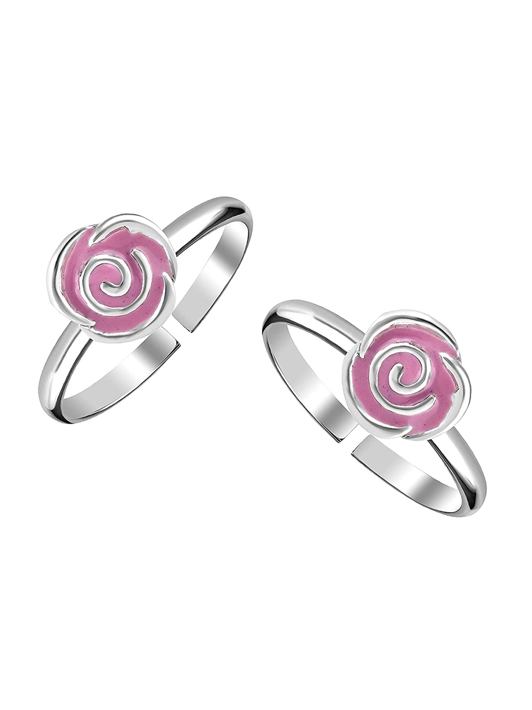 

LeCalla Set of 2 925 Sterling Silver Floral Textured Toe Rings