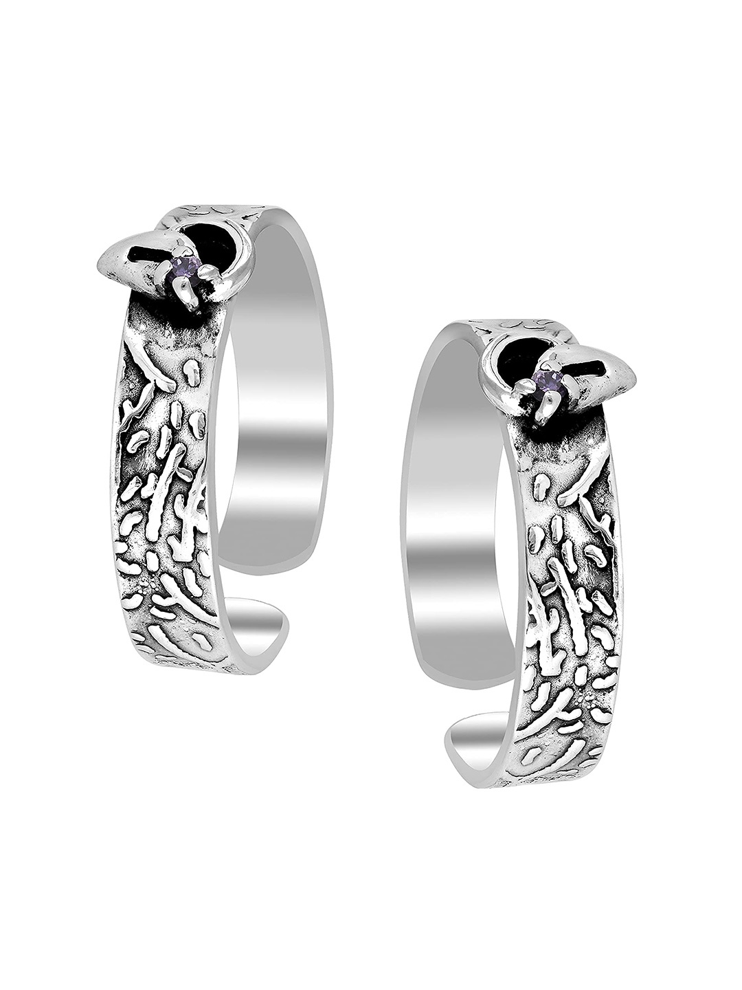 

LeCalla Set Of 2 925 Sterling Silver Silver-Toned White CZ-Studded Adjustable Toe Rings