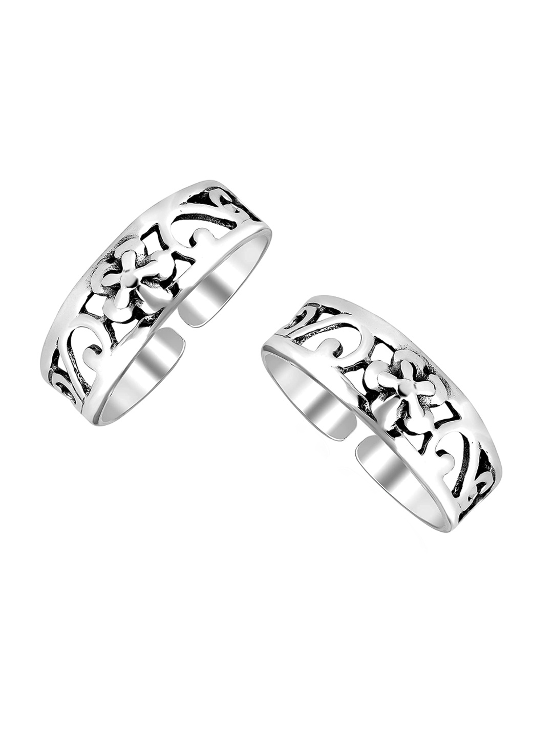 

LeCalla Set Of 2 925 Sterling Silver Cutwork Antique Toe Ring