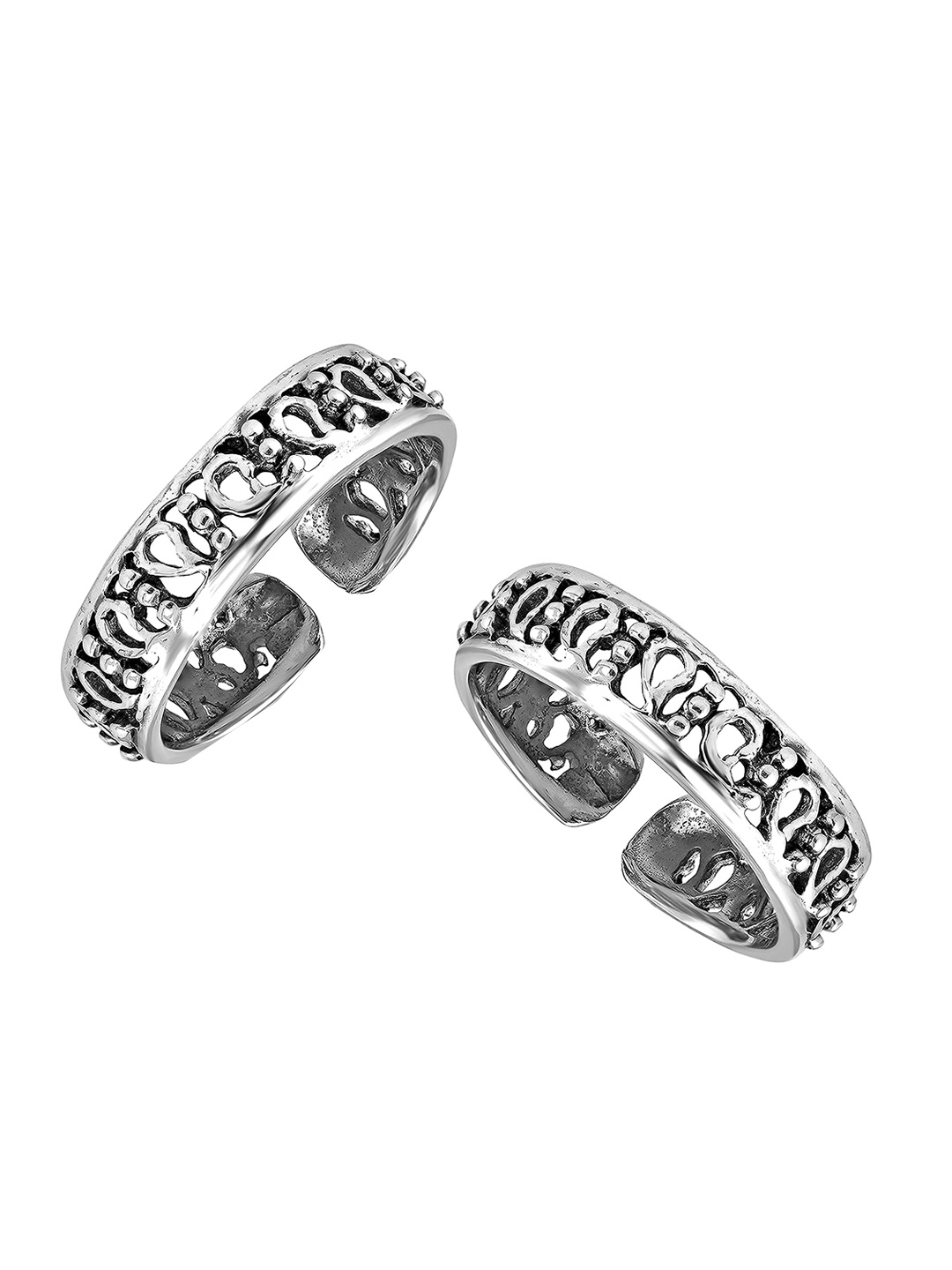 

LeCalla Set of 2 925 Sterling Silver Cutwork Antique Toe Rings