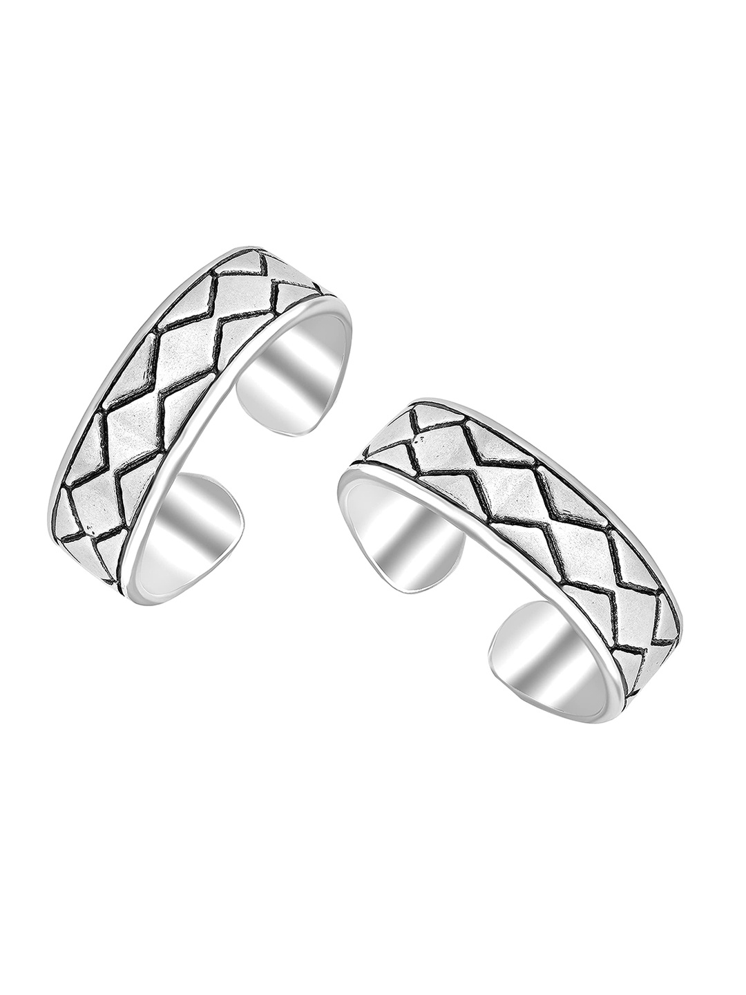 

LeCalla Set Of 2 Silver-Toned Zig-Zag Antique Toe Rings