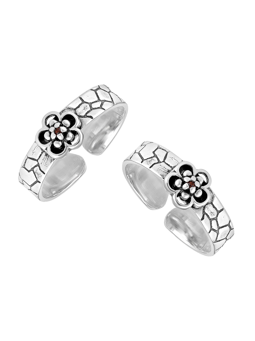 

LeCalla Women Set of 2 925 Sterling Silver Antique Floral Design Adjustable Toe Rings