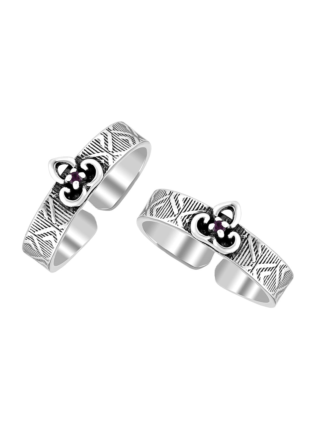 

LeCalla Silver Toned Antique Design Adjustable Toe Rings
