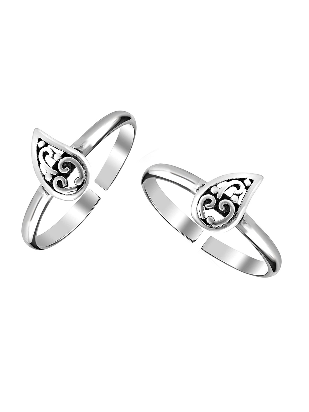 

LeCalla Set Of 2 Silver-Toned Pear Design Toe Rings