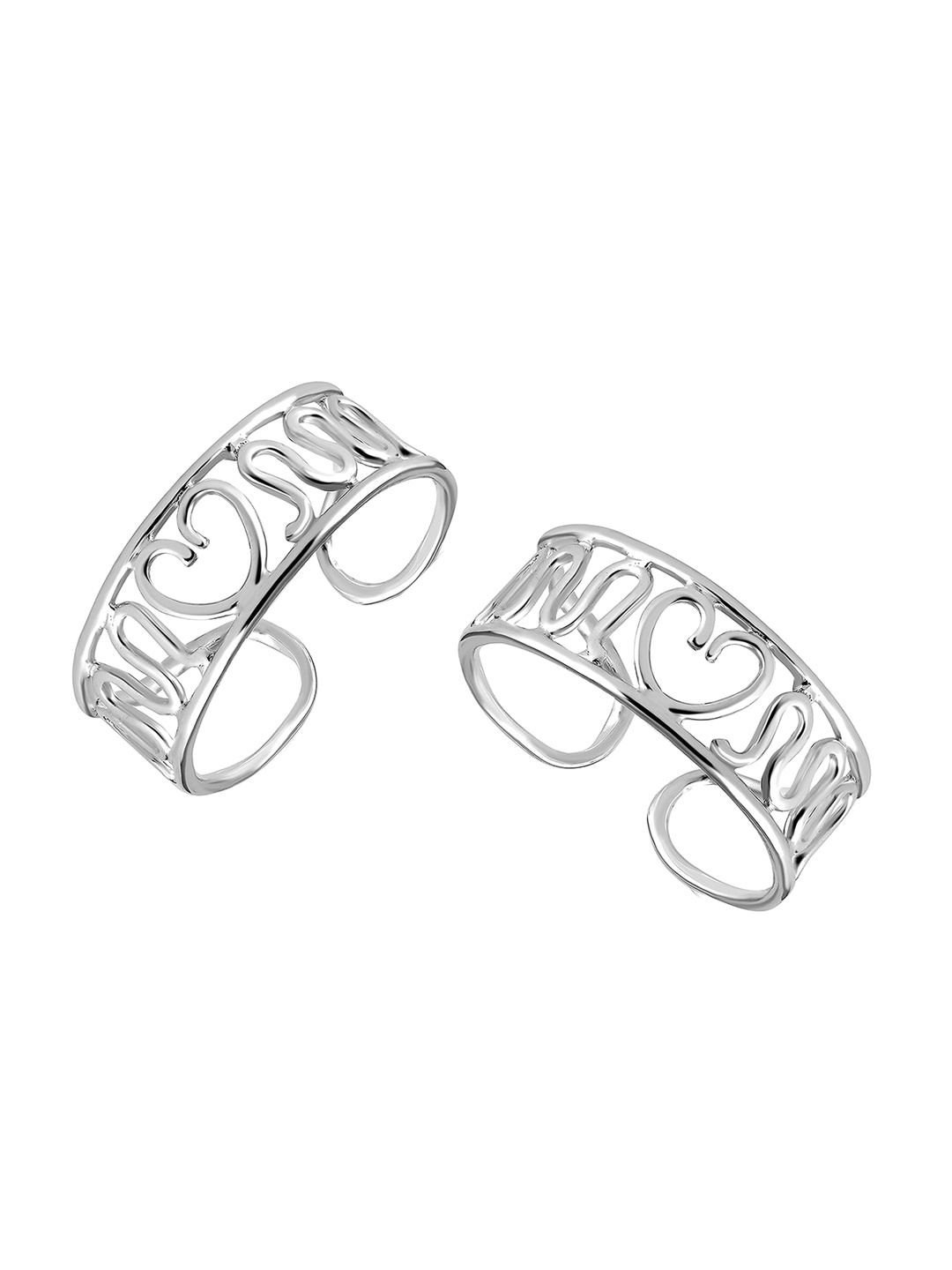 

LeCalla 2pc 925 Sterling Silver Cutwork Love Heart Toe Rings