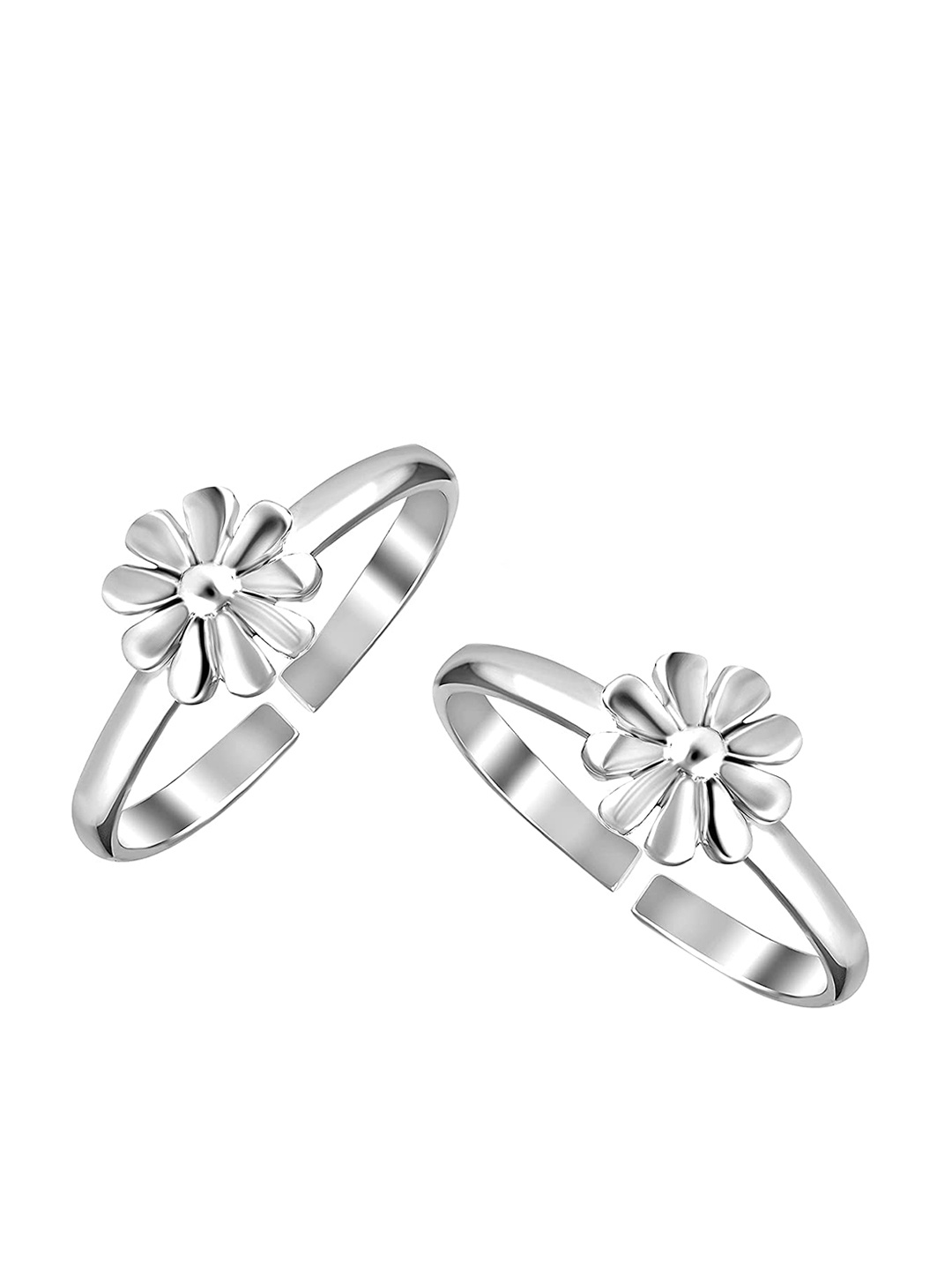 

LeCalla Set Of 2 Silver-Toned Flower Design Toe Rings
