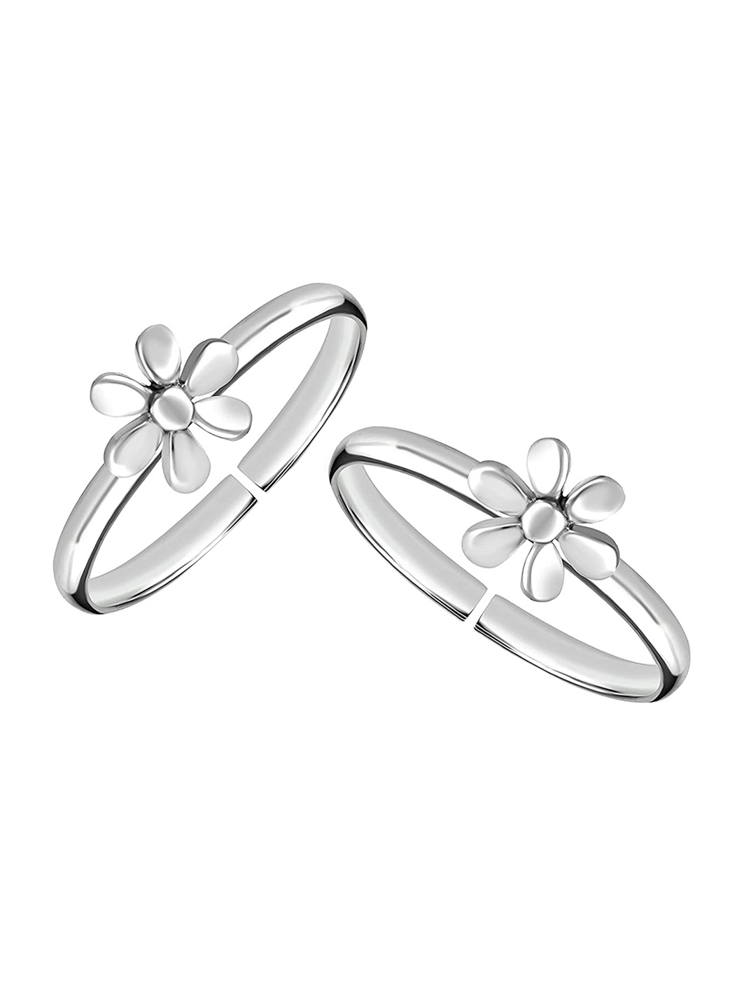 

LeCalla Set of 2 925 Sterling Silver Textured Adjustable Toe Rings