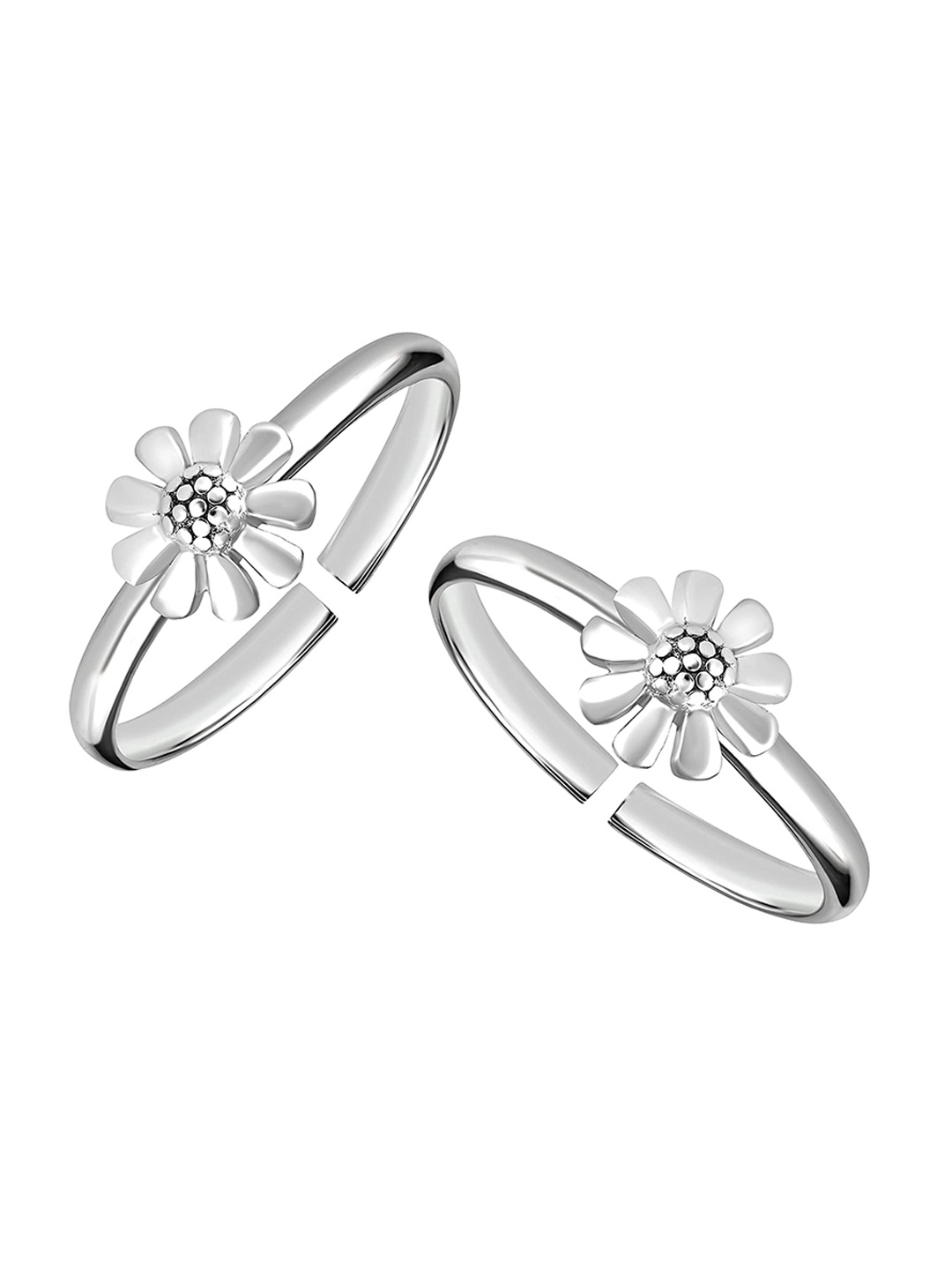 

LeCalla Women Set of 2 925 Sterling Silver Floral Toe Ring