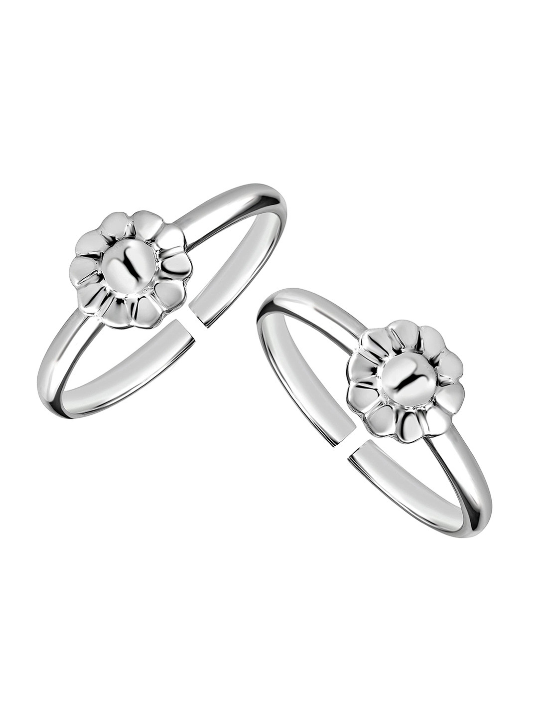

LeCalla Set Of 2 Silver-Toned Sun Flower Design Toe Rings