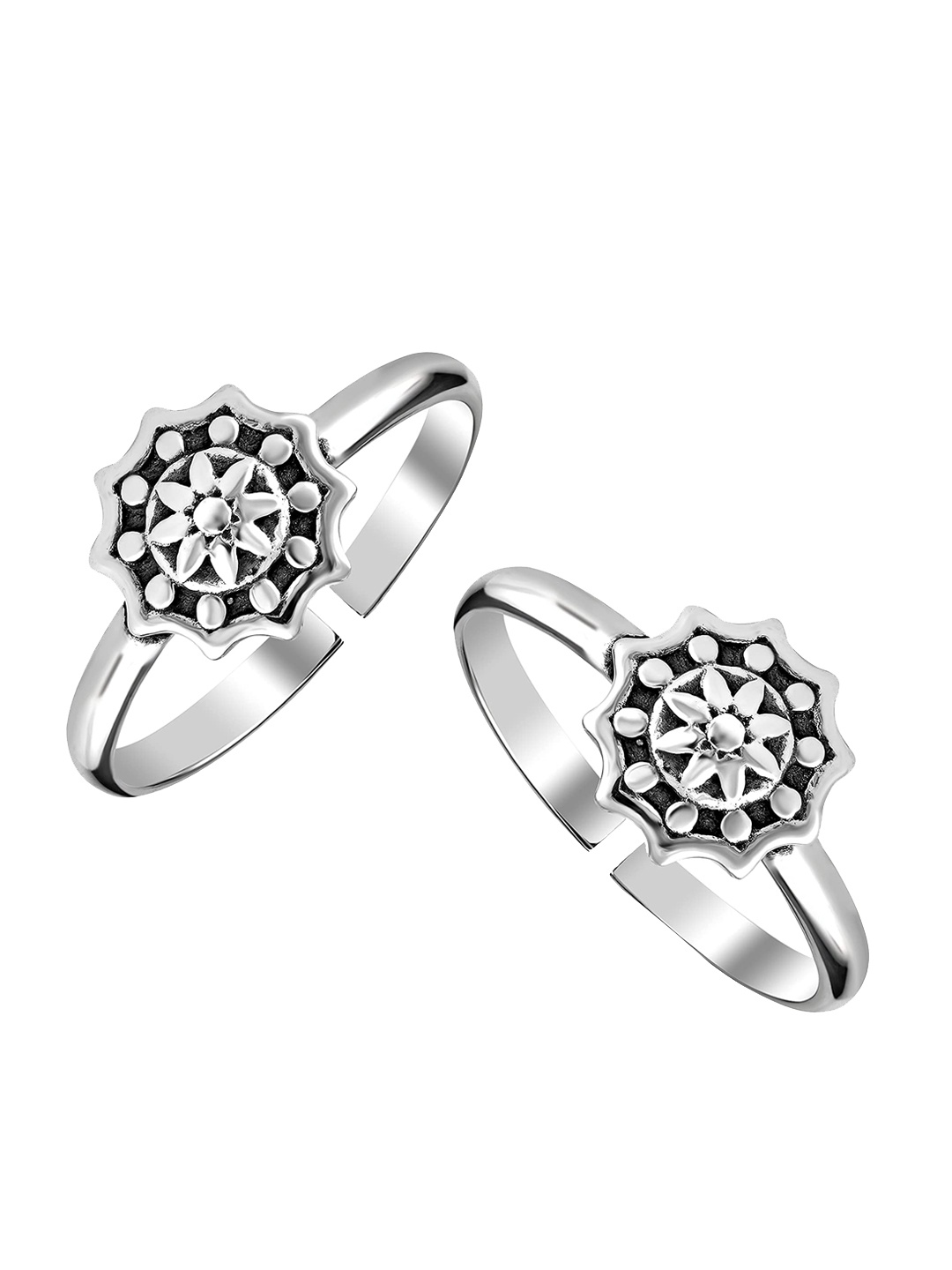 

LeCalla Women Set of 2 925 Sterling Silver Beautiful Flower Toe Ring