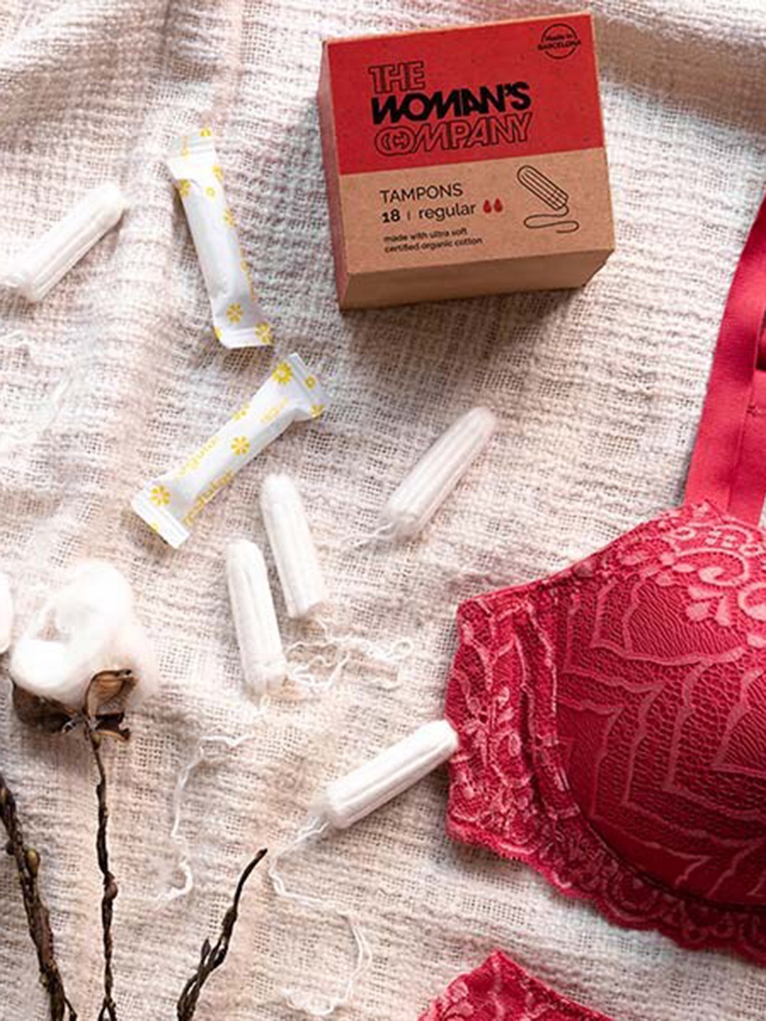 

THE WOMAN'S COMPANY Set of 18 Biodegradable Organic Cotton Tampons - Regular, Brown
