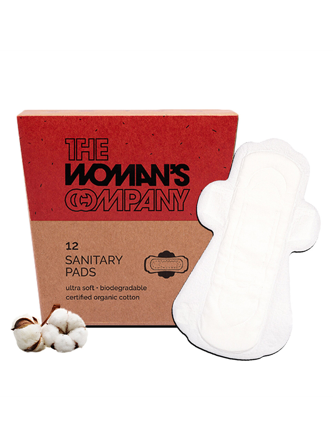 

THE WOMAN'S COMPANY Pure Cotton Biodegradable Sanitary Pads Set - 6 Day + 6 Night, Brown