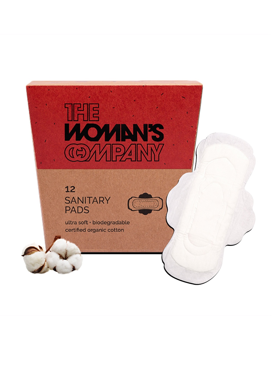 

THE WOMAN'S COMPANY Set of 12 Pure Cotton Biodegradable Rash-Proof Teenage Sanitary Pads, Brown