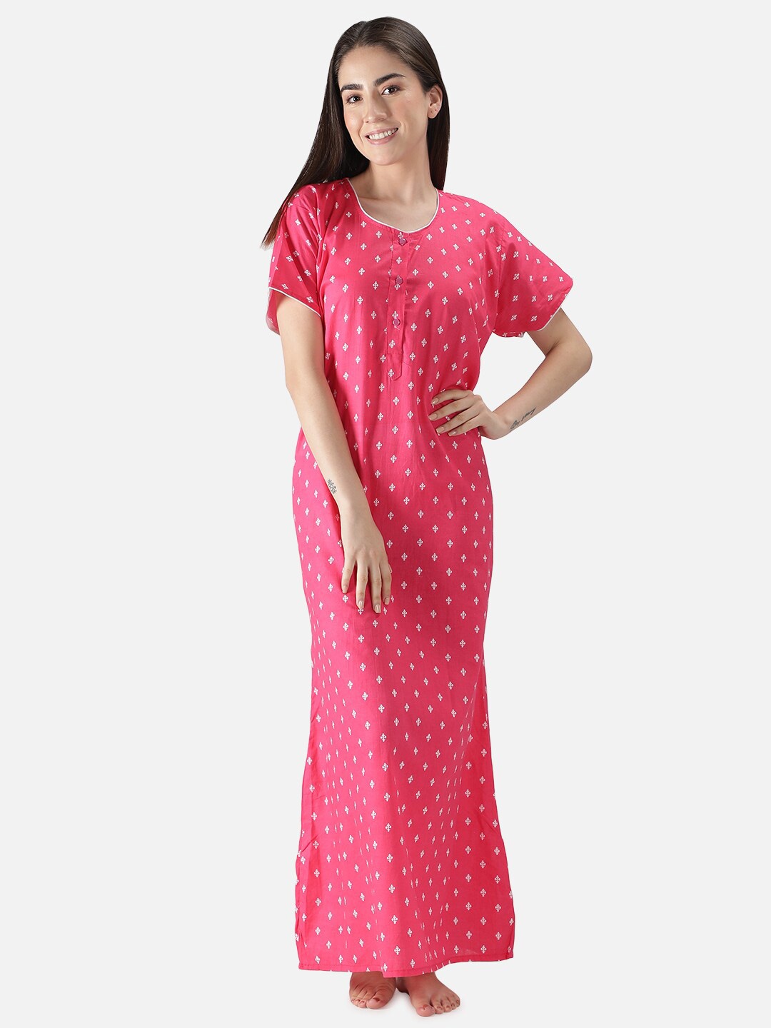 

LacyLook Pink Printed Maxi Nightdress