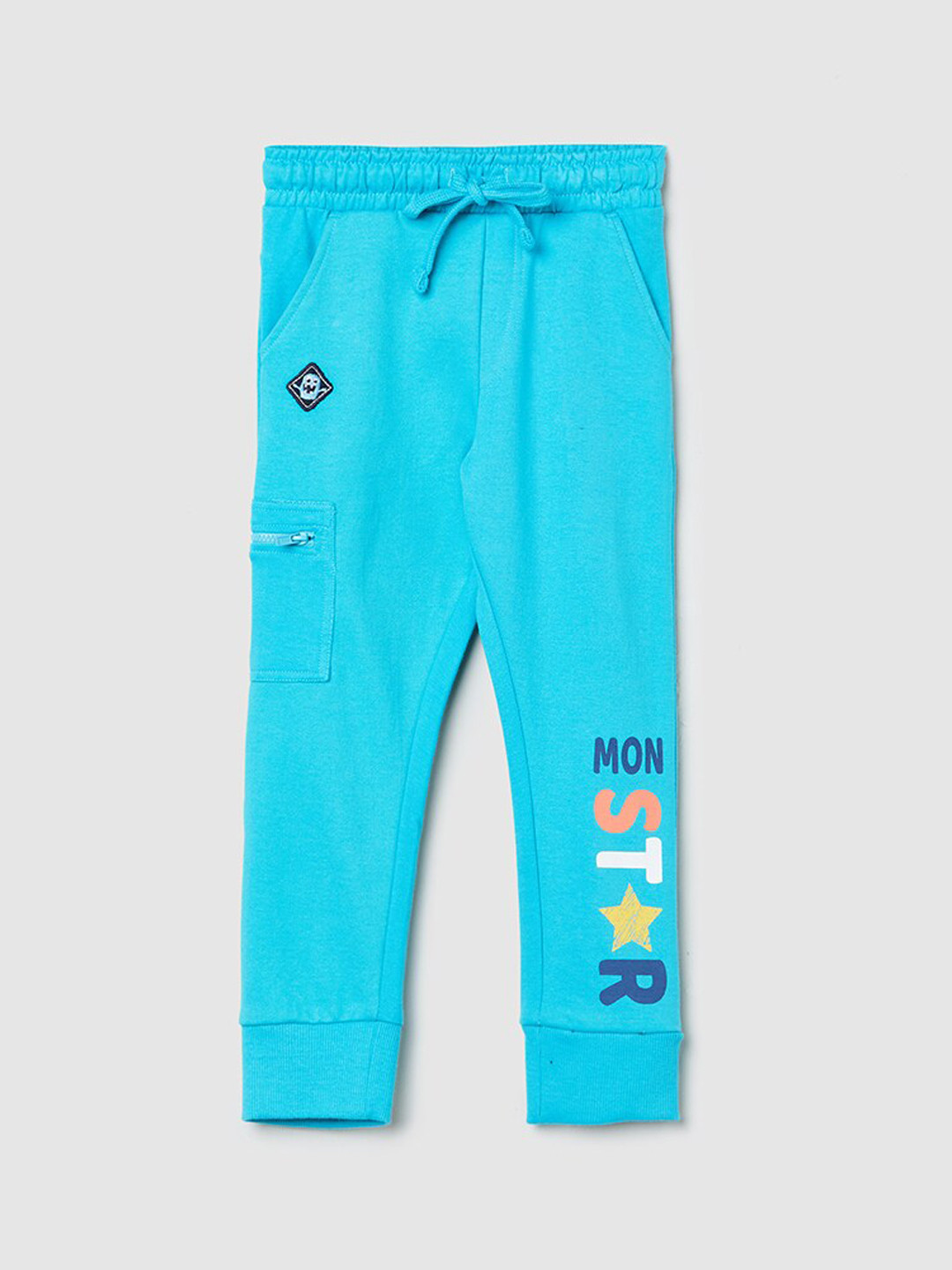 

max Boys Blue Regular Fit Printed Pure Cotton Joggers