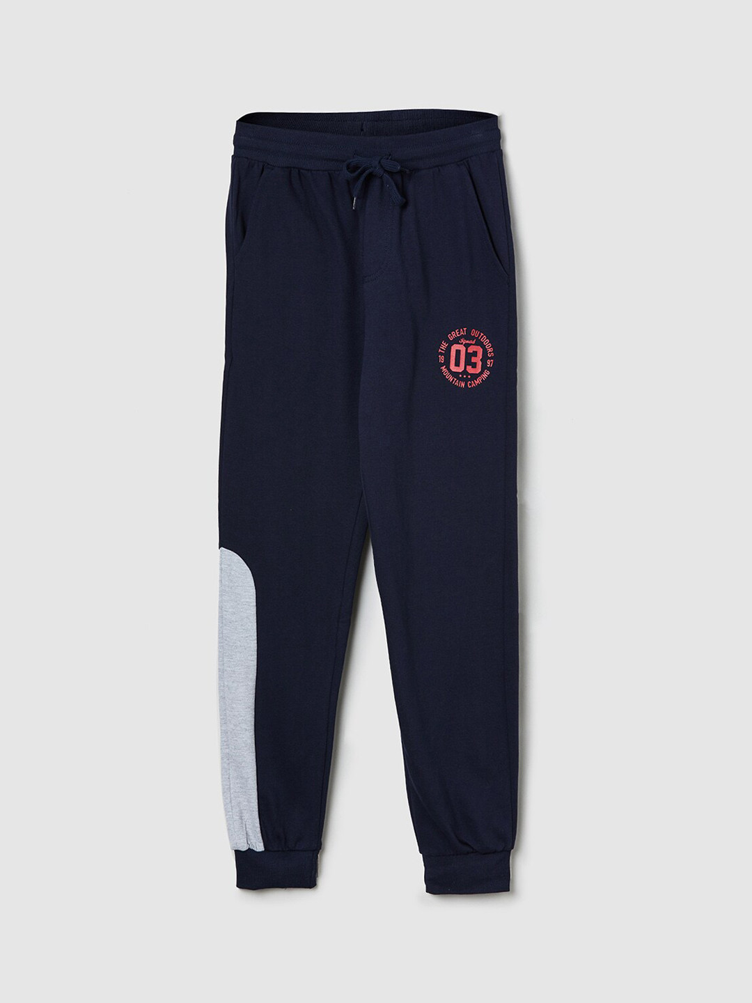 

Max Boys Navy Blue & Grey Regular Fit Solid Joggers