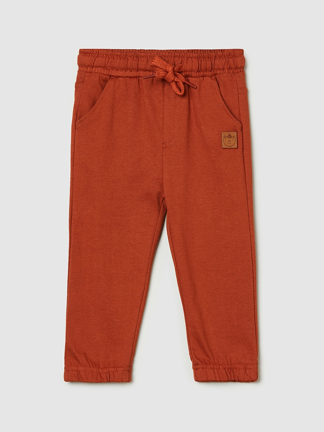 

max Boys Orange Regular Fit Solid Cotton Joggers