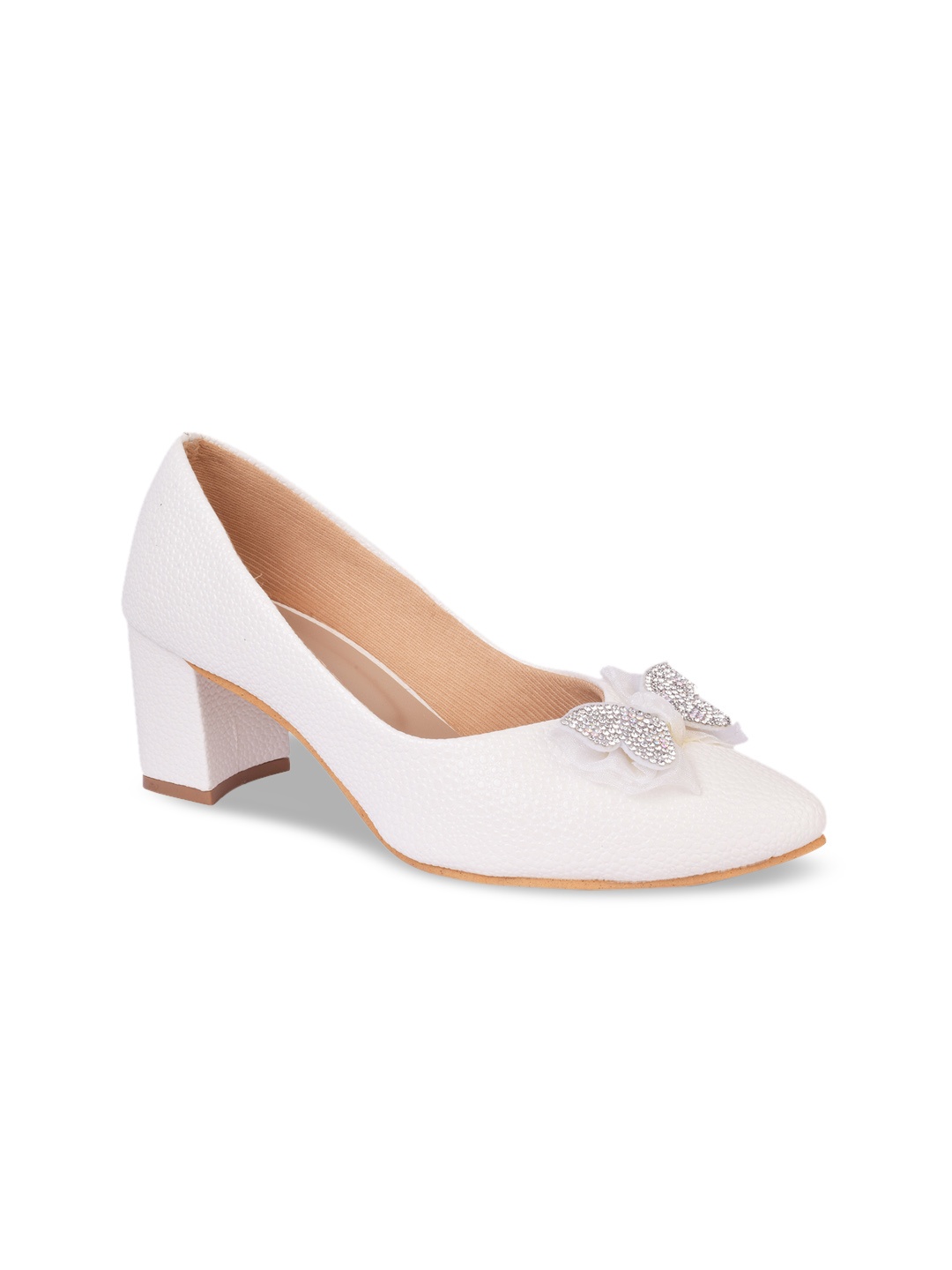 

XE Looks WOMEN White Block Heels with Bows