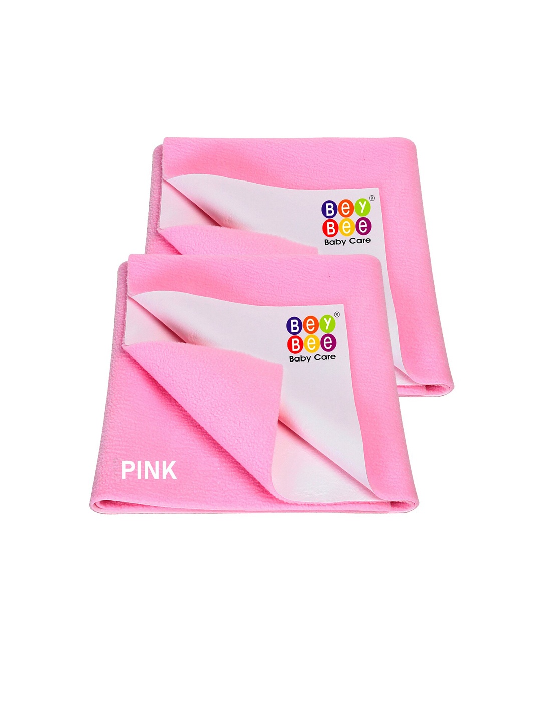 

BeyBee Kids Pack of 2 Pink Solid Waterproof Dry Sheet Cotton Mattress Protector