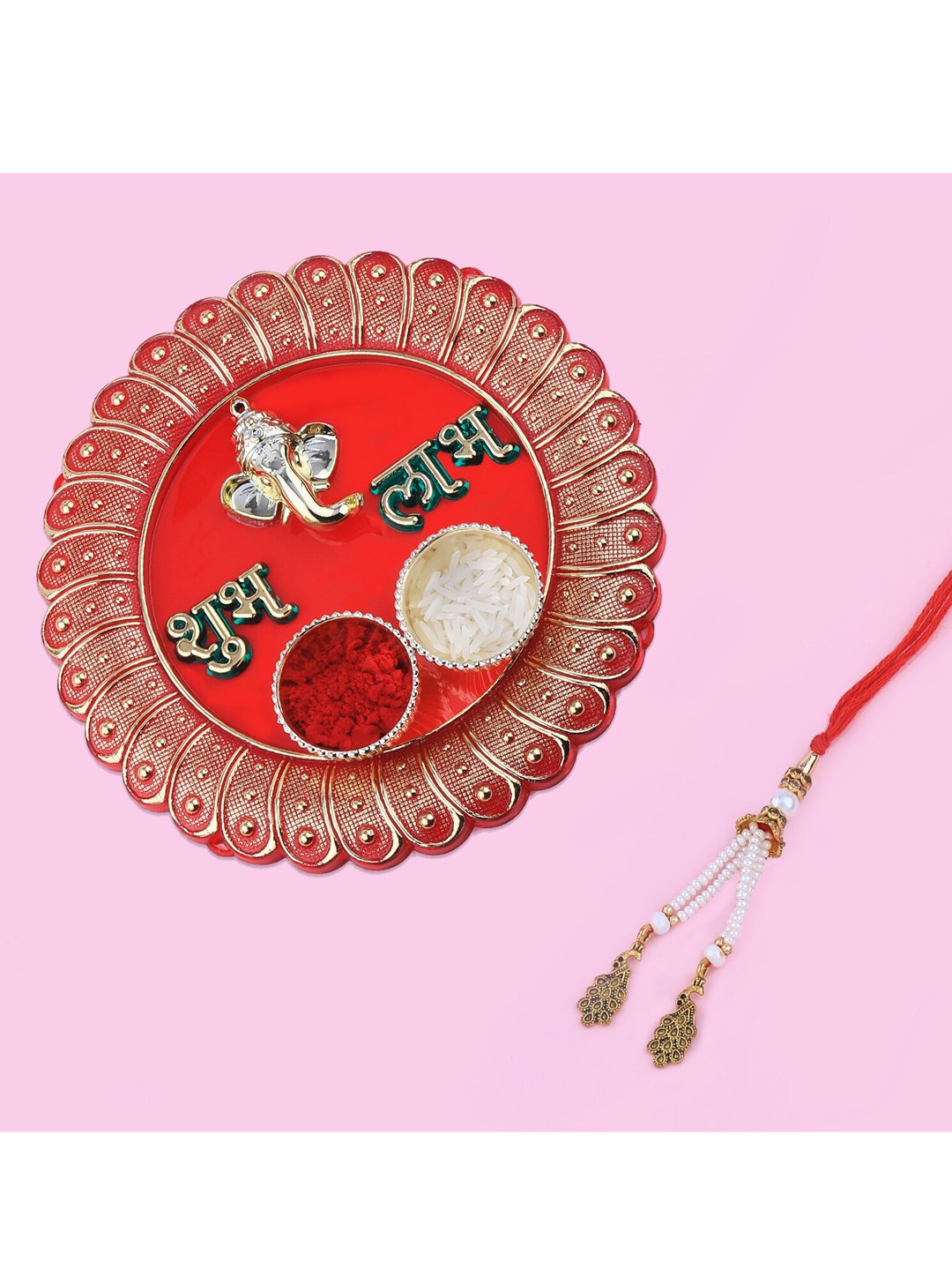 

Silver Shine Red Rakhi Set