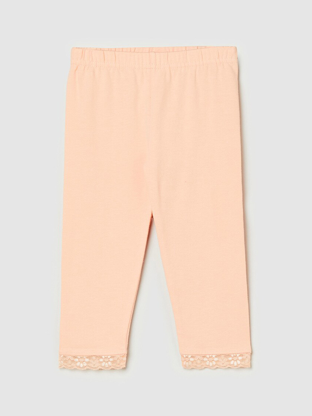 

max Infant Girls Peach Coloured Solid Ankle Length Leggings