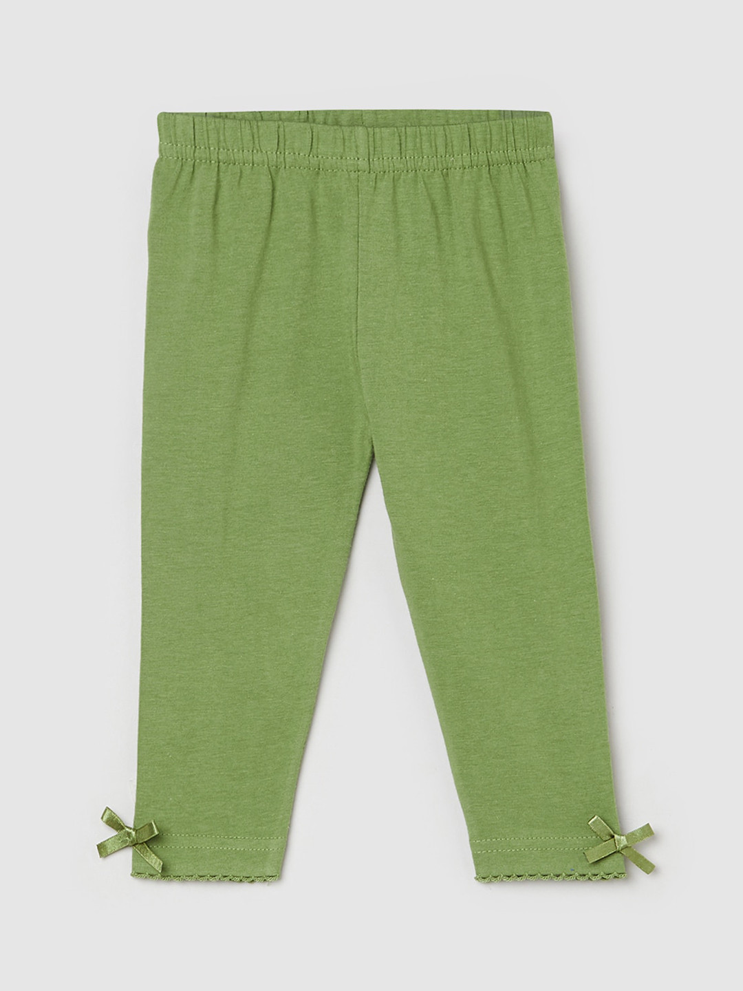 

max Girls Green Solid Ankle Length Leggings