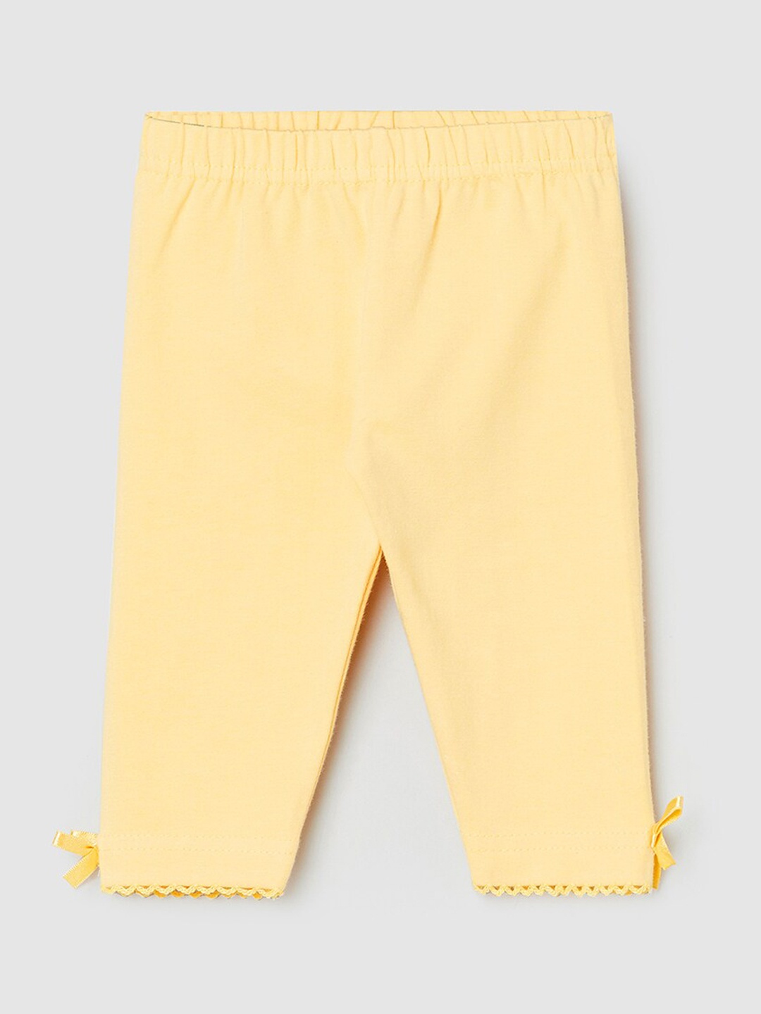 

max Girls Yellow Solid Ankle Length Leggings