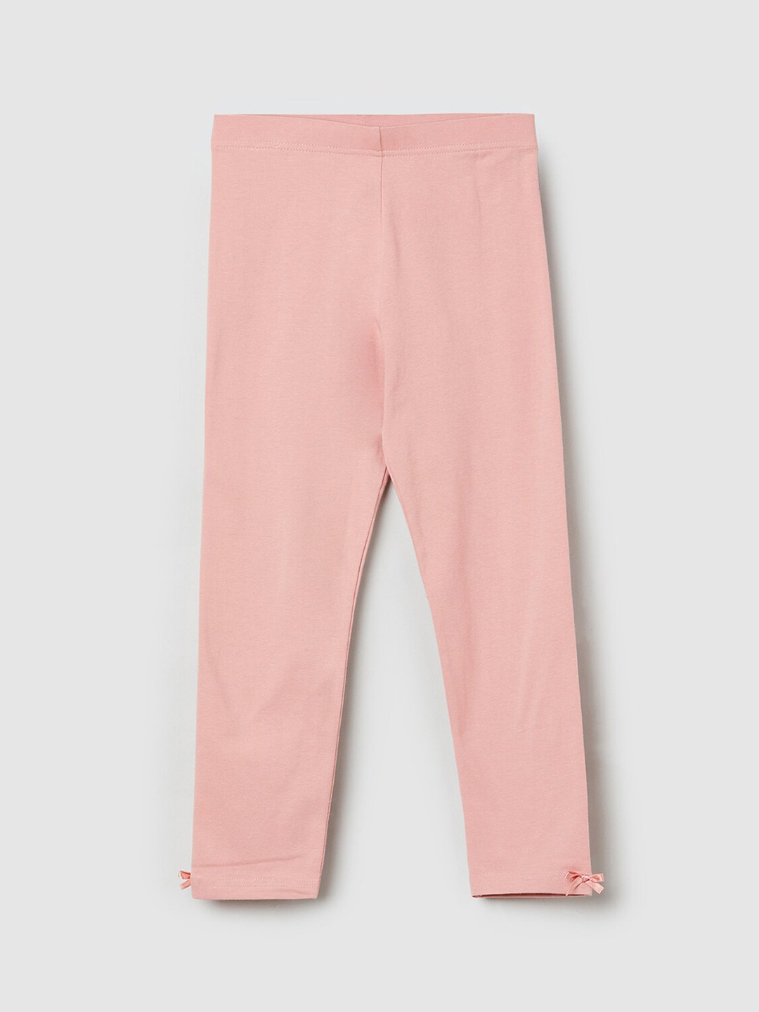 

max Girls Peach Apricot Colored Solid Ankle Length Leggings