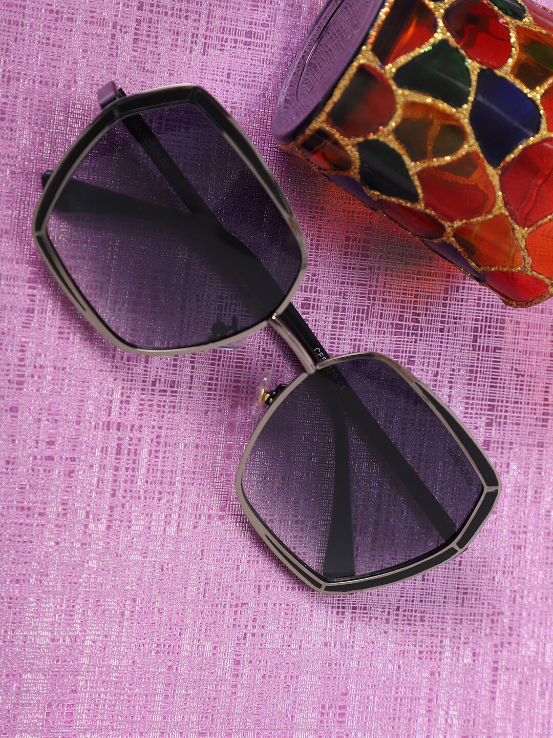 

MARC LOUIS Women Grey Lens & Gunmetal-Toned Square UV Protected Lens CF58170