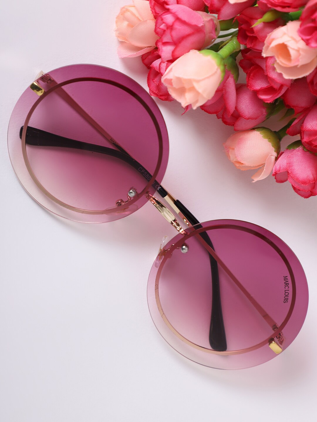 

MARC LOUIS Women Purple Lens & Pink Round Sunglasses with UV Protected Lens CF58034