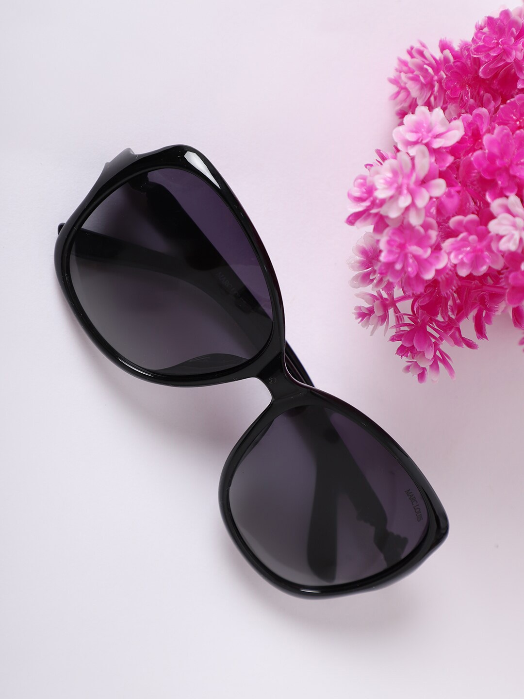 

MARC LOUIS Women Black Lens & Black Square Sunglasses with UV Protected Lens